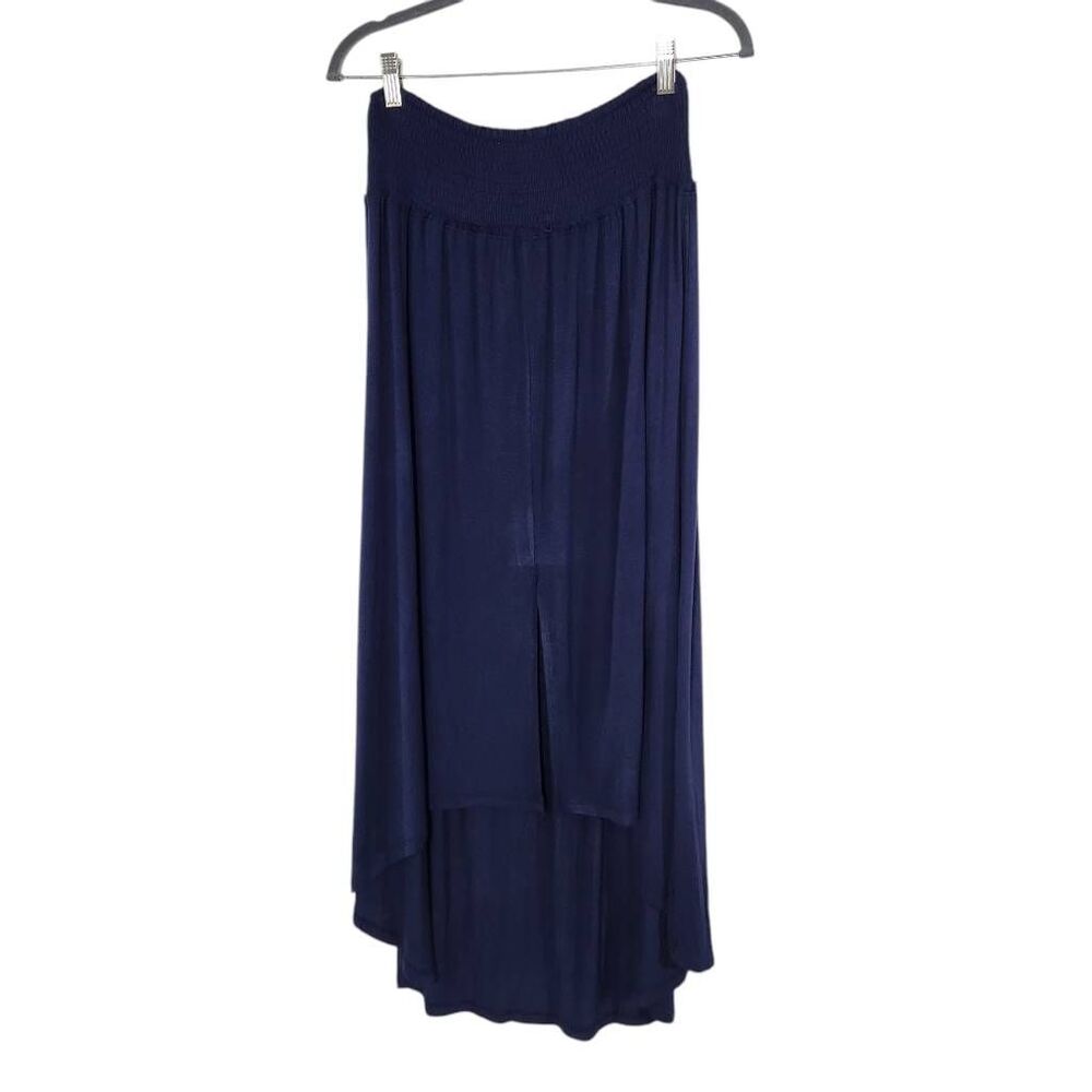 True Craft Navy High Low Dyed Knit Skirt NWT Size Small Blue Dyed Boho Skirt